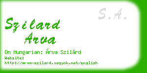 szilard arva business card